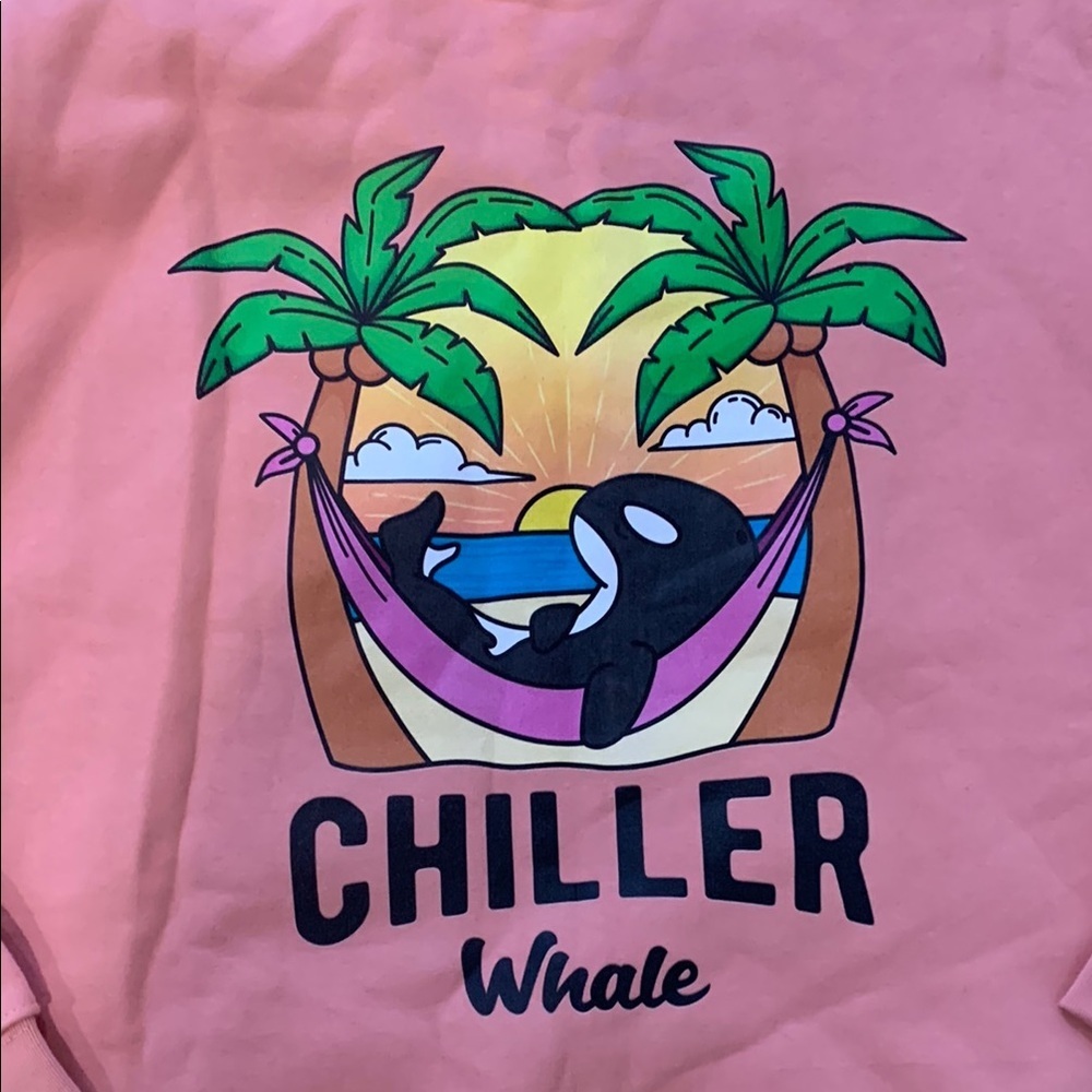 NWOT Chiller Whale Palm Trees Hoodie - Size Large (unisex)